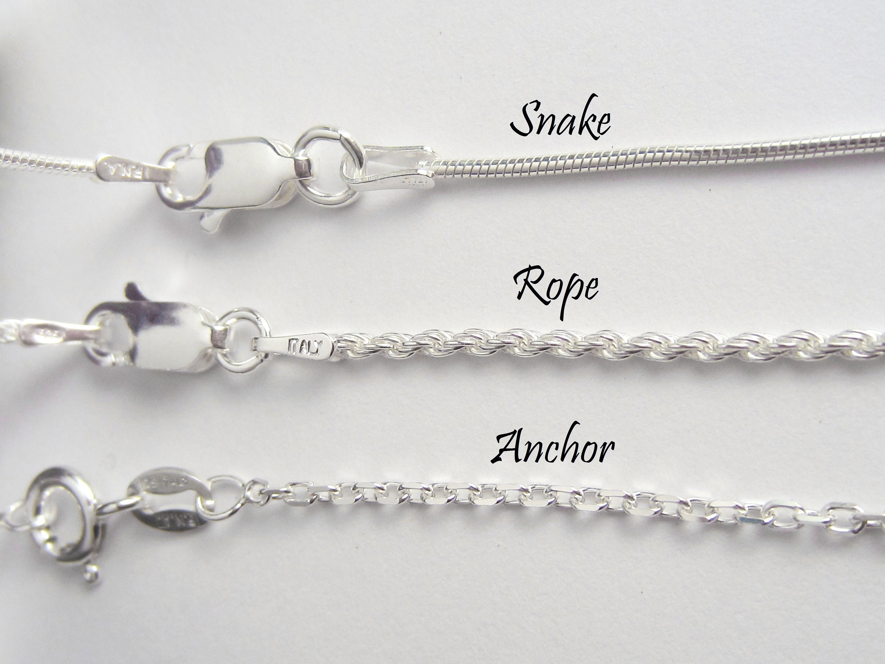 925 Sterling Silver Chain - Anchor, Rope and Snake Chains 925 Sterling Silver Chain - Anchor, Rope and Snake Chains