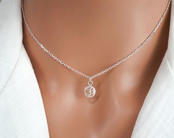 Sterling Silver Om Necklace: Tiny Charm, Vedic Hindu Meditation Jewelry
