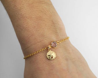Gold Sand Dollar Bracelet - Sand Dollar Anklet - Seashell Jewelry - 14k Gold Filled Birthstone Bracelet, Summer Charm Bracelet - LAST CHANCE
