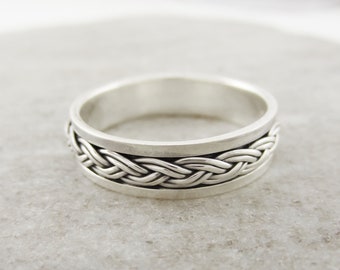 Mens Womens Plain 925 Sterling Silver Celtic Spinning Worry Band Thumb Ring 9mm 