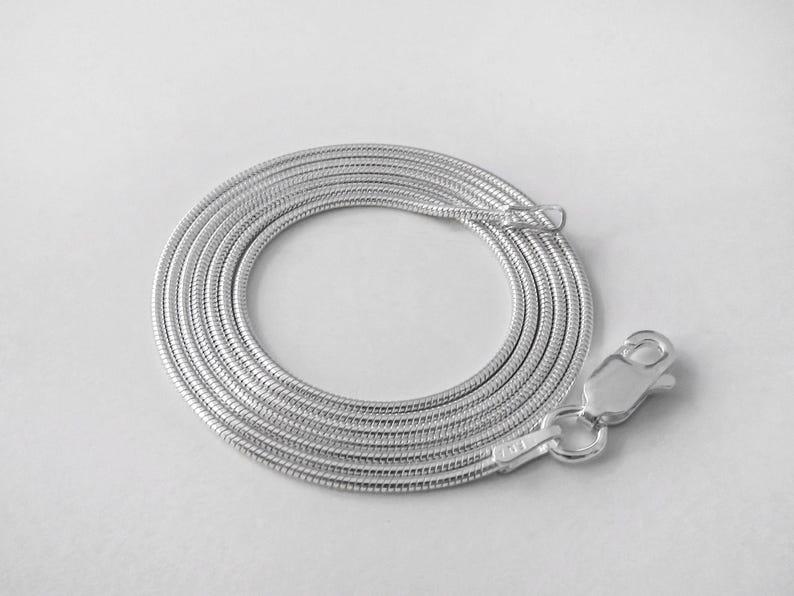 925 Sterling Silver Snake Chain - 1.2 mm - 14, 16, 18, 20, 22, 24 inches - Finished Chain with Lobster Clasp image 6
