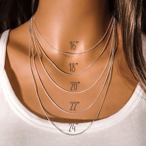 Sterling Silver Snake Chain, 925 Silver Finished Chain, Smooth Snake Necklace, Women&#39;s Chain 1.2 mm - 14, 16, 18, 20, 22, 24 inch