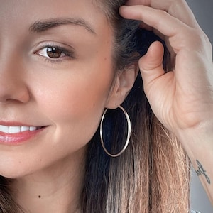 2 inch Hoop Earrings - 925 Sterling Silver Infinity Hoops - Endless Hoops - Plain Silver Hoops - 50mm | 2 inch Hoops