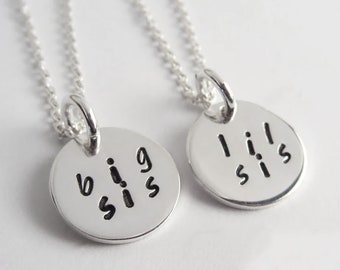 Sister Necklaces | Matching Big Sis Lil Sis Necklaces, Sister Friendship Necklaces, Sister Jewelry, Sister Gift, 925 Sterling Silver Jewelry