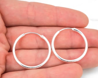 Infinity Hoop Earrings - 925 Sterling Silver Jewelry - Plain Hoops - Silver Hoops - 25mm | 1 inch hoops - Everyday Earrings