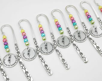 Teacher Bookmark | Custom Engraved Flower Bookmark, Teacher Gift, Personalized Teacher Stationary, Thank you for helping us grow