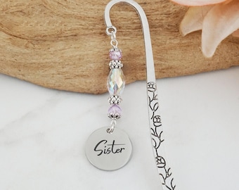 Sister Bookmark - Personalized Book Lover Gift for Sister - Personalized Sister Gift - Laser Engraved Sister Charm Bookmark - Sister Gift
