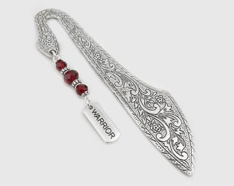 Warrior Bookmark - Unique Bookmarks -  Bravery Gifts - Gifts for Survivors - Mental Health Book Marker - Charm Beaded Bookmark