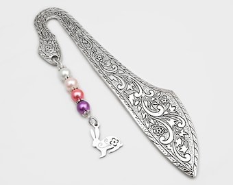 Bunny Bookmark - Rabbit Bookmark - Tibetan Silver Bookmark, Stainless Steel Bunny Rabbit Charm Bookmark, Rabbit Gifts, Easter Bunny Gifts