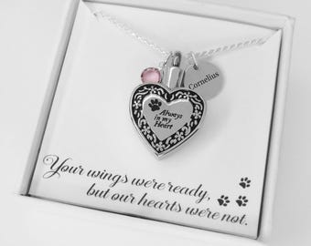 Dog Ashes Necklace: Stainless Steel Heart Pet Urn Pendant, Custom Name Charm