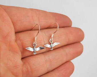 Dainty Seagull Earrings - Minimalist Seagull Jewelry, 925 Sterling Silver Seagull Charm Earrings, Seagull Gifts, Bird Earrings - LAST CHANCE