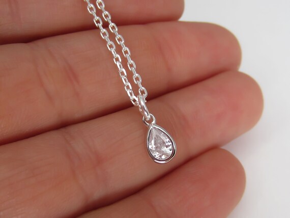 Teardrop cubic zirconia necklace sale