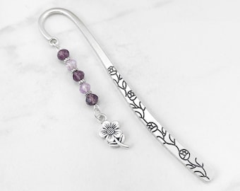 Flower Bookmark - Tibetan Silver Bookmark Stationary - Teacher Gifts - Flower Charm Gifts - Flower Stationary - Gifts for Readers