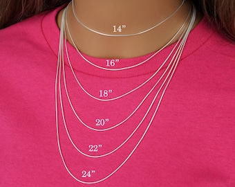 Silver Snake Chain with Lobster Clasp - Thin Snake Chain - 1.2 mm Thick - 14, 16, 18, 20, 22, 24 inches - Solid 925 Sterling Silver Chain