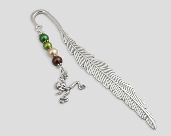Frog Bookmark - Tibetan Silver Bookmark - Unique Beaded Bookmarks - Frog Gifts - Frog Stationary - Beaded Bookmark