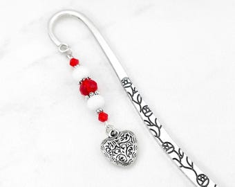 Filigree Heart Charm Bookmark: Tibetan Silver Reader Gift