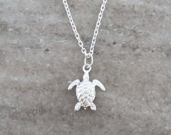 Sterling Silver Sea Turtle Charm Necklace