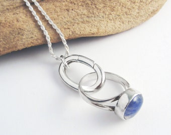 Ring Holder Necklace - Lanyard Sterling Silver Jewelry- Badge Holder - Ring Holder Pendant