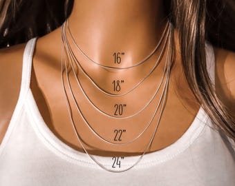 Sterling Silver Snake Chain, 925 Silver Finished Chain, Smooth Snake Necklace, Women's Chain 1.2 mm - 14, 16, 18, 20, 22, 24 inch
