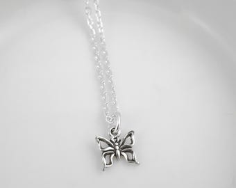 Tiny Butterfly Necklace - 925 Sterling Silver Butterfly Charm Necklace - Butterfly Jewelry for Girls - Butterfly Gifts