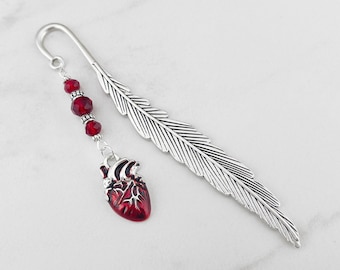 Anatomical Heart Bookmark - Cardiologist Gifts, Human Heart Charm Bookmark, Affordable Gothic Gift Ideas, Creepy Valentine's Day Gifts