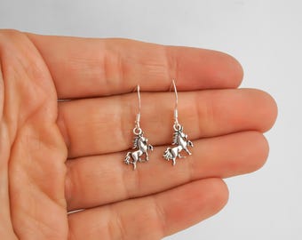 Unicorn Earrings - 925 Sterling Silver Unicorn Jewelry - Tiny Unicorn Charm Earrings - Small Silver Unicorn Earrings - Unicorn Gifts
