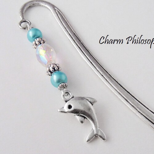 Gift/Present. Tibetan Silver Bookmark DOLPHIN with BALL & Blue Beads Gift/Present. Tibetan Silver Bookmark DOLPHIN with BALL & Blue Beads