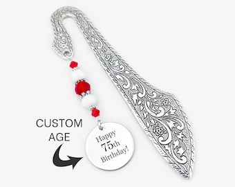 Personalized Birthday Bookmark - Custom Age Birthday Charm Bookmark - Personalized Stationary - Birthday Gifts for Women and Men Who Read
