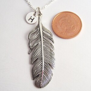 Feather Necklace Initial Necklace 925 Sterling Silver - Etsy