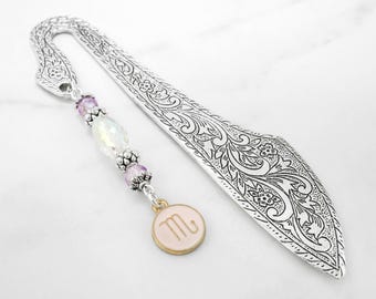Scorpio Bookmark: Zodiac Sign Charm Book Marker, Beaded Astrology Gifts