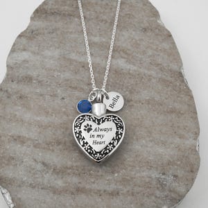 Dog Ashes Necklace: Stainless Steel Heart Pet Urn Pendant, Custom Name Charm image 5