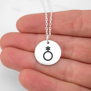 Custom Gender Symbol Necklace: Sterling Silver or Gold Filled Chain, Stainless Steel Engraved Charm