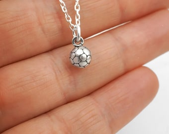 Tiny Soccer Necklace, 925 Sterling Silver Soccer Ball Charm Necklace for Soccer Player Gifts for Soccer Coach Gifts Soccer Jewelry 5mm