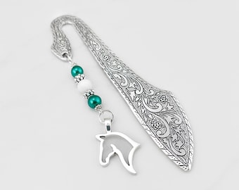 Horse Head Bookmark: Silver Horse Silhouette Charm, Teacher and Equestrian Gifts