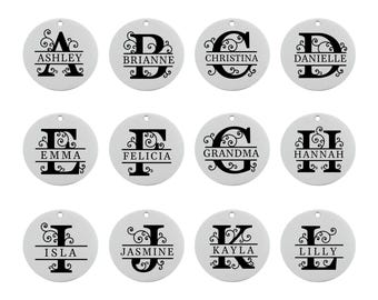 Monogram Pendant: Custom Engraved Stainless Steel Name and Initial Charm