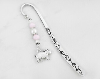Pig Bookmark for Pig Lover Gifts for Teacher Gifts Tibetan Silver Beaded Bookmark Farm Animal Bookmark Unique Bookmarks Pig Gifts Cute Pigs