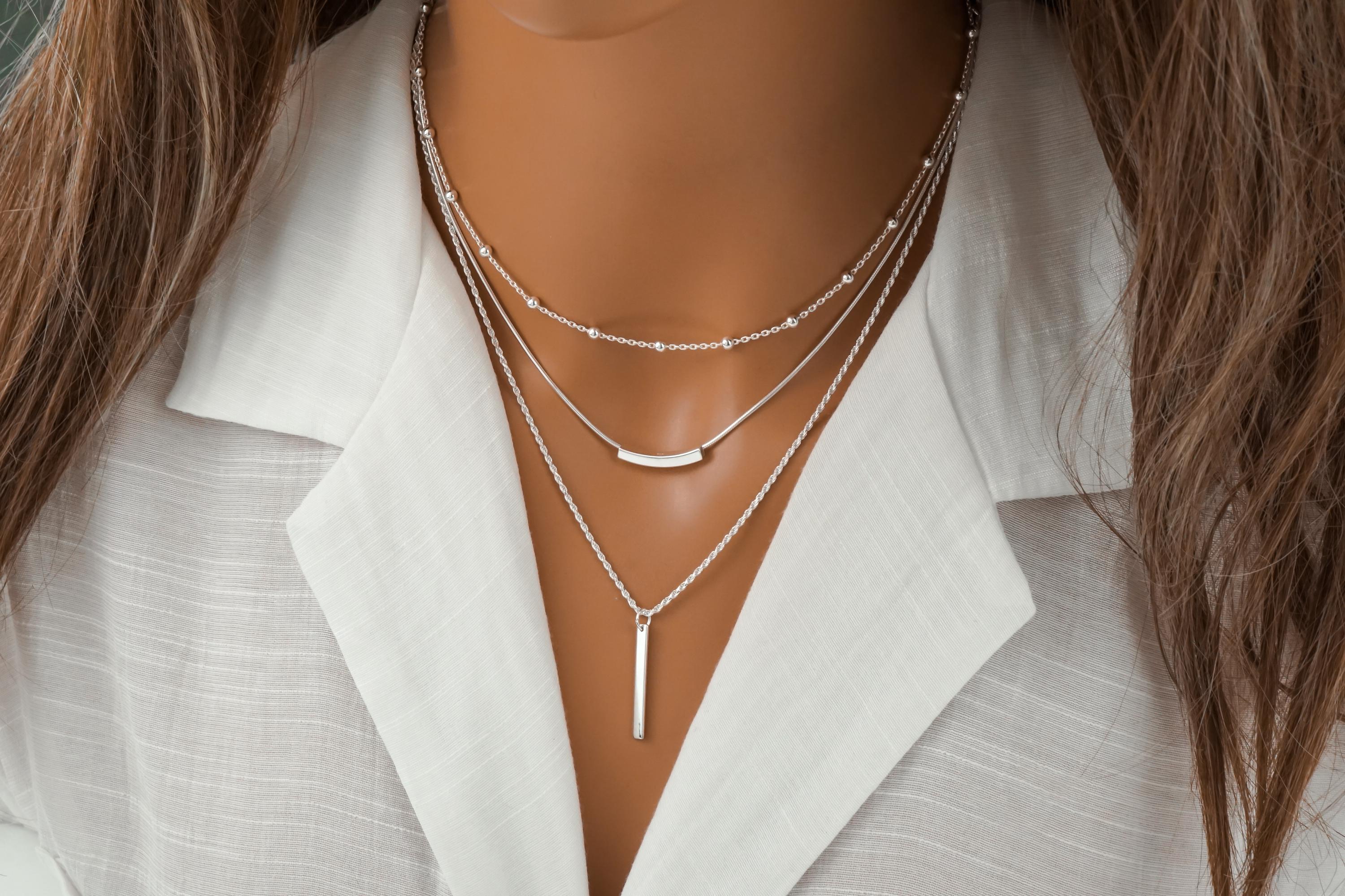 PRY Layered Bar Necklace [slv925]