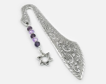 Star of David Bookmark - Tibetan Silver Beaded Bookmark, Star of David Charm Book Marker, Jewish Star Bookmark, Judaism Gifts, Rabbi Gifts