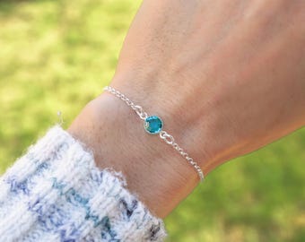 December Birthstone Bracelet or Anklet: Minimalist Zircon 925 Sterling Silver Jewelry