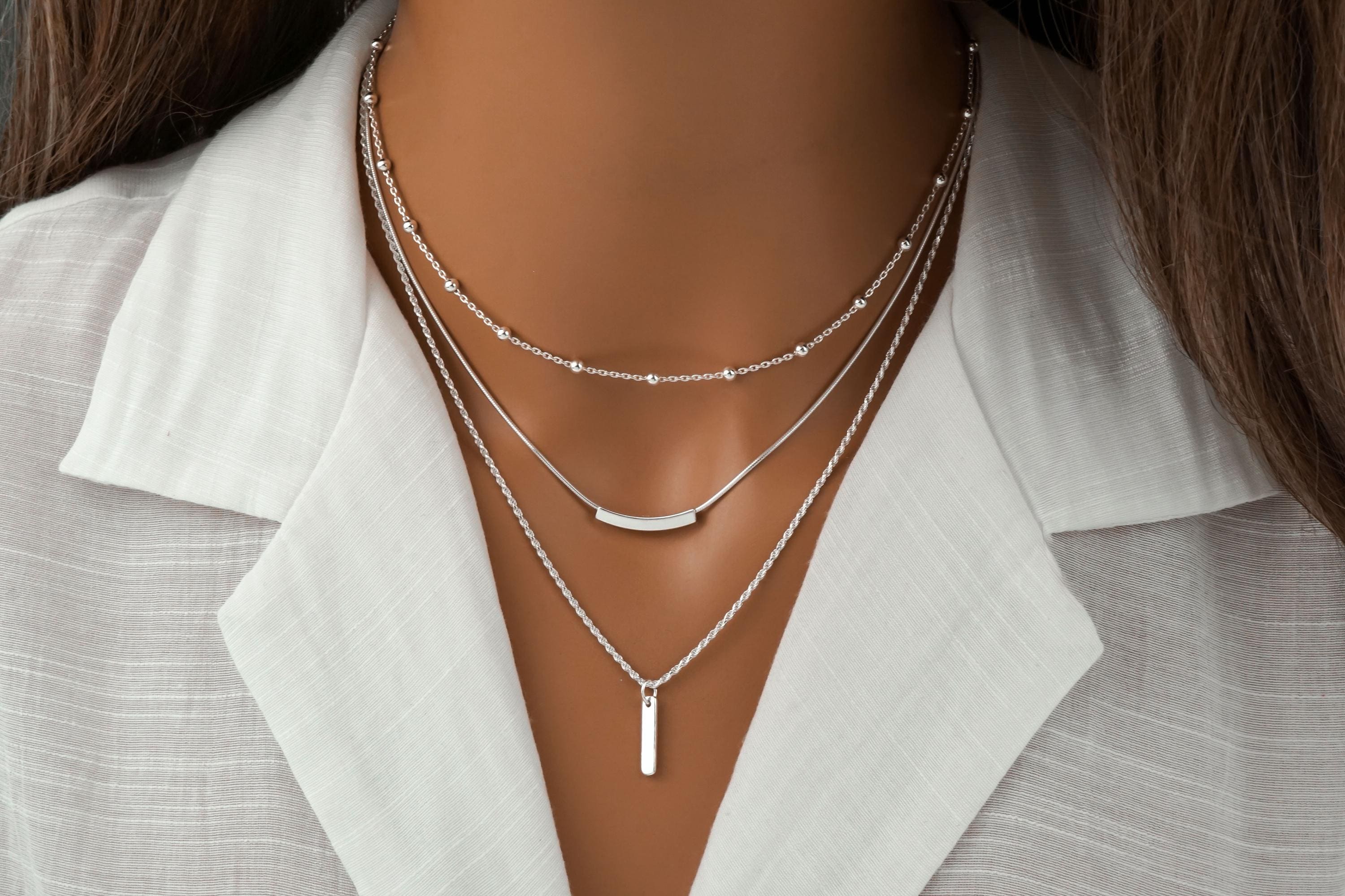 Silver Layered Necklace - Etsy Canada