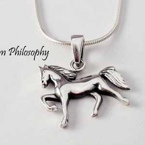 Galloping Horse Necklace - 925 Sterling Silver Jewelry - Horse Pendant - Horse Jewelry