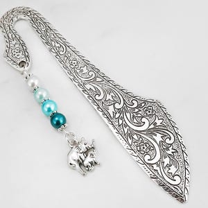 Elephant Beaded Bookmark: Silver Mom and Baby Charm