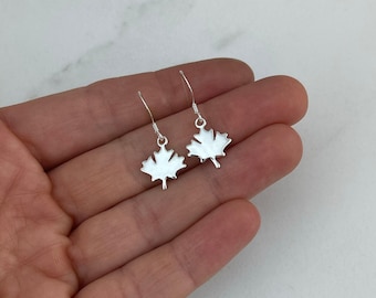 Maple Leaf Earrings - 925 Sterling Silver - Canada Maple Leaf Charm Earrings - Canadian Earrings - Maple Leaf Jewelry