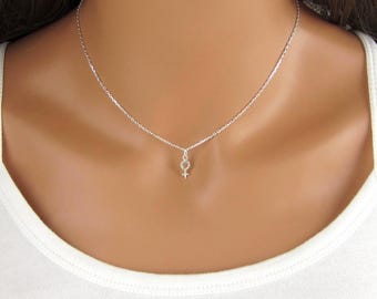 Tiny Gender Symbol Necklace - 925 Sterling Silver Jewelry - Gender Identity Gift - Male or Female Gender Symbol Charm