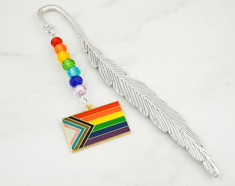 Inclusive Pride Flag Bookmark - LGBTQ Pride Bookmark - Gay Pride Tibetan Silver Beaded Bookmark - LGBT Bookmark - Pride Gifts