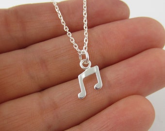 Tiny Music Note Necklace - Eighth Note Necklace - Minimalist Jewelry - 925 Sterling Silver Necklace - Simple Everyday Jewelry