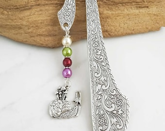 Snail Bookmark - Cute Woodland Snail Bookmark, Silver Insect Charm Bookmark, Cottagecore Gift Ideas for Snail Lovers, Snail Gifts