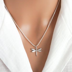 Dragonfly Necklace - 925 Sterling Silver Jewelry - Clear Cubic Zirconia Rhinestone Insect Jewelry - Dragonfly Pendant - Dragonfly Gifts