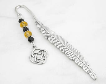 Celtic Knot Bookmark - Custom Beaded Bookmark - Tibetan Silver Metal Charm Bookmark - Unique Irish Gifts - Celtic Book Marker