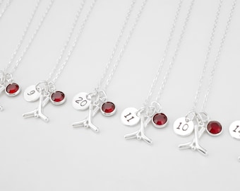 Hockey Team Necklaces - 925 Sterling Silver Hockey Jewelry for Sports Teams - Ice Hockey Team Gifts Personalized Birthstone and Number Charm